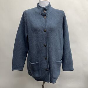 L. L. Bean Women's Cardigan Sweater Large Blue 100% Wool